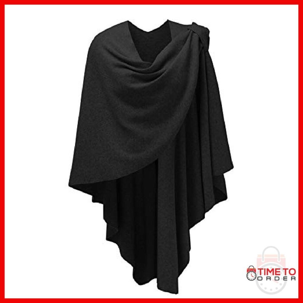 Large Knit Poncho Sweater Wrap Cape Shawl Topper for Fall Winter - Picture 2 of 8